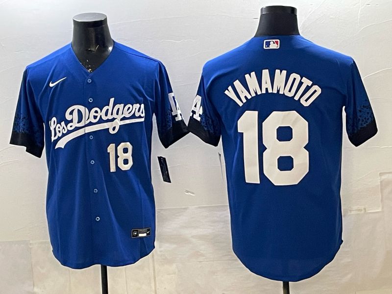 Men 2026 Nike Los Angeles Dodgers #18 Yamamoto Blue Game MLB Jersey 012->los angeles dodgers->MLB Jersey